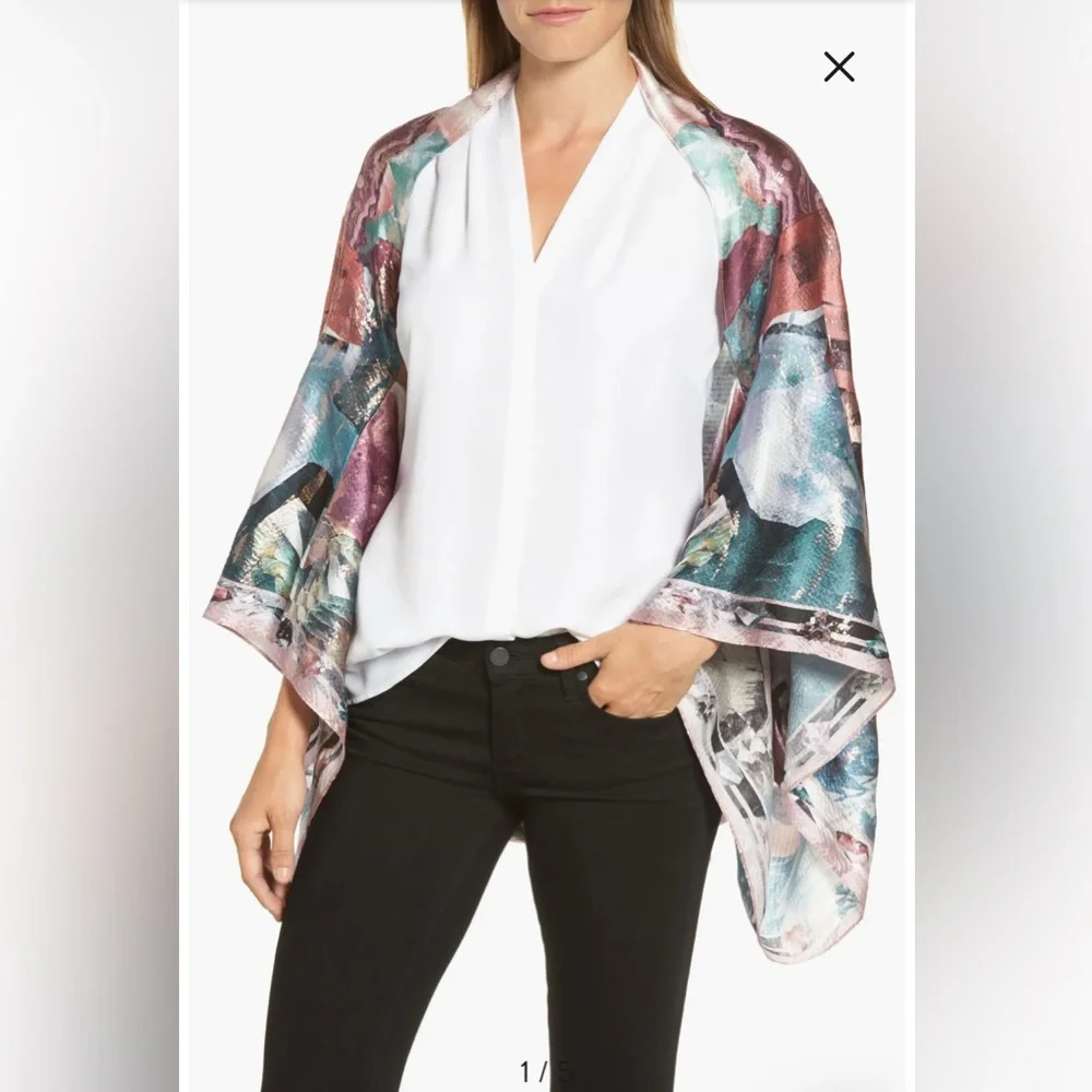 Ted Baker Mirrored Minerals Silk Cape Scarf One Size